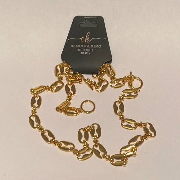 New 2pc. 24K Gold Plated Trendy Punk Chain Necklace and Bracelet set. - Picture 1 of 8